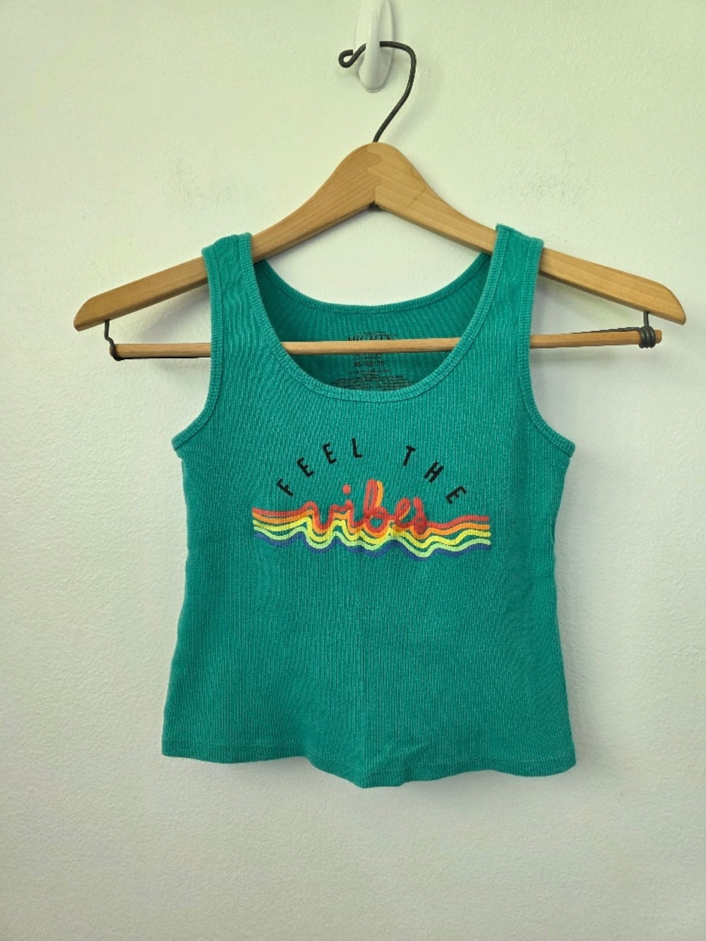Mighty Fine Feel the Vibes Cropped Tank Top - XS